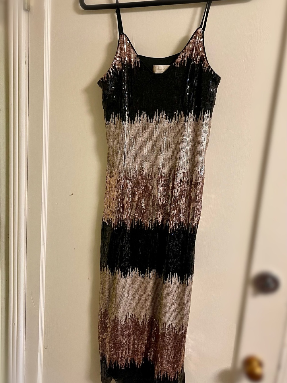 Altar’d State Sequined Dress in Black and Gold